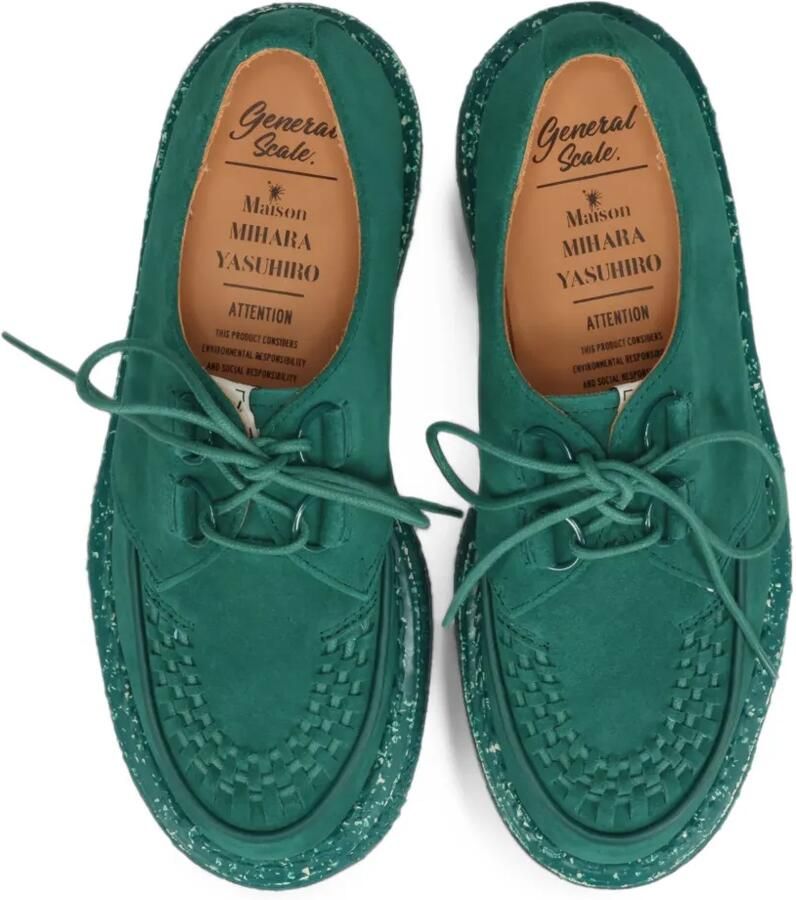 Maison MIHARA YASUHIRO "David"suede inter lace shoes Groen - Foto 2