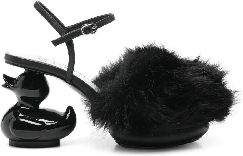 Maison MIHARA YASUHIRO Duck heel fur-trim pumps Zwart