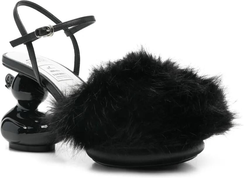 Maison MIHARA YASUHIRO Duck heel fur-trim pumps Zwart - Foto 3