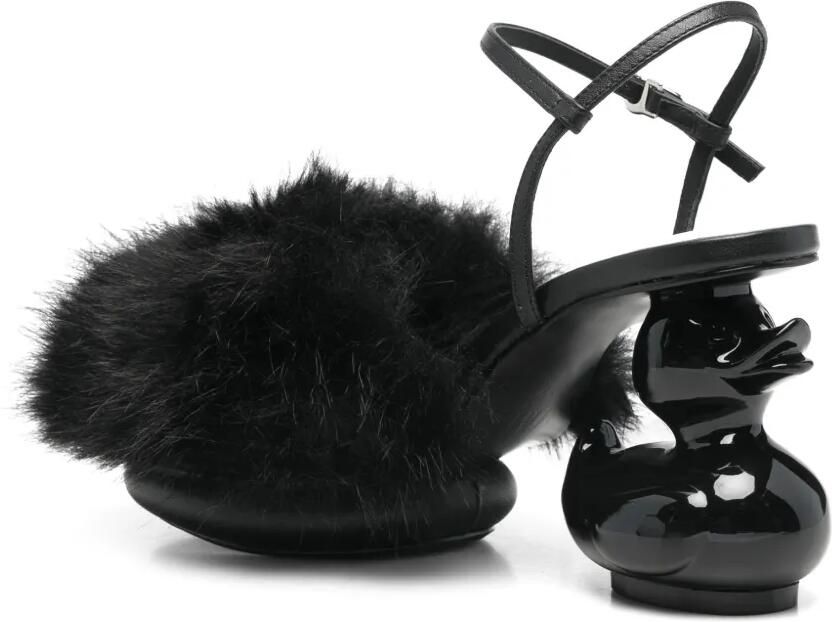 Maison MIHARA YASUHIRO Duck heel fur-trim pumps Zwart - Foto 2