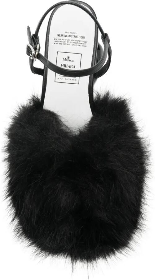 Maison MIHARA YASUHIRO Duck heel fur-trim pumps Zwart - Foto 4