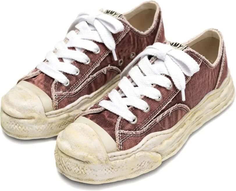 Maison MIHARA YASUHIRO Hank gebleekte low-top sneakers Rood