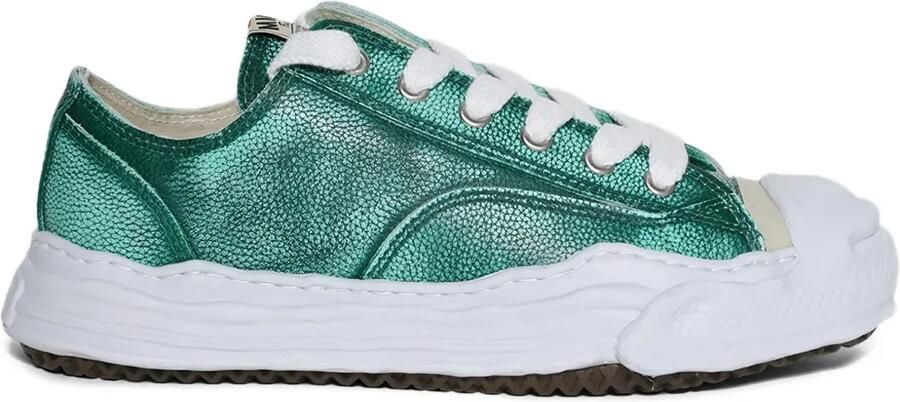 Maison MIHARA YASUHIRO Hank Low geborstelde leren sneakers Groen