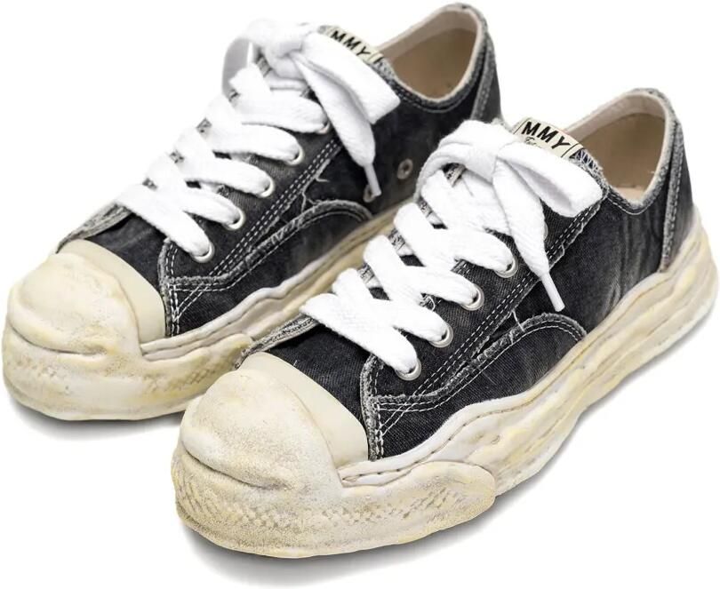 Maison MIHARA YASUHIRO Hank low-top sneakers van gebleekt denim Zwart - Foto 2