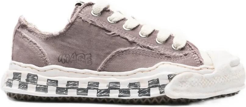 Maison MIHARA YASUHIRO Hank OG graffiti check sole canvas low-top sneakers Grijs