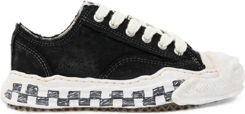 Maison MIHARA YASUHIRO "Hank" og graffiti check sole low-top sneakers Zwart