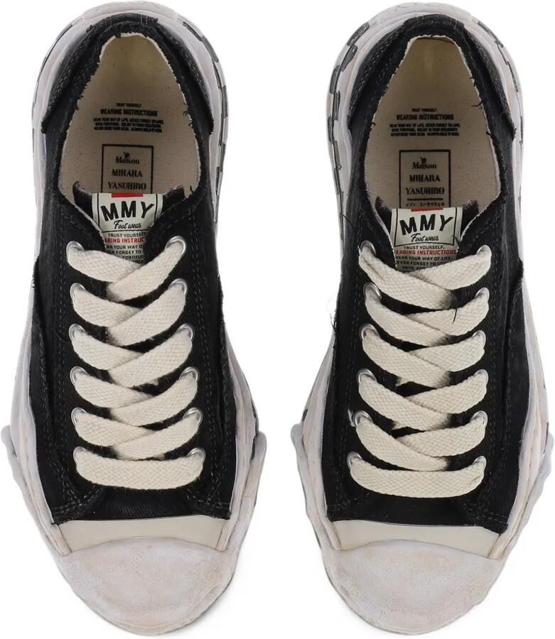 Maison MIHARA YASUHIRO "Hank" OG low-top canvas sneakers met graffiti geruite zool Zwart