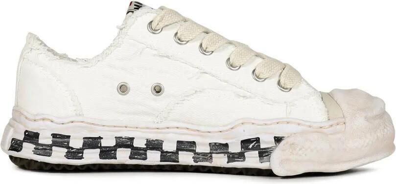 Maison MIHARA YASUHIRO "Hank" OG low-top canvas sneakers met graffiti geruite zool Wit