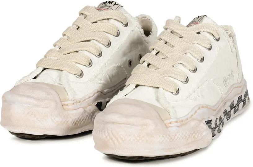 Maison MIHARA YASUHIRO "Hank" OG low-top canvas sneakers met graffiti geruite zool Wit - Foto 3