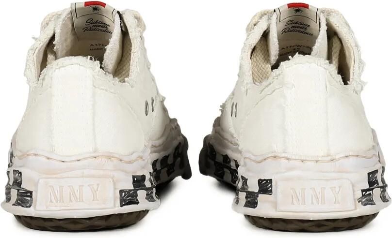Maison MIHARA YASUHIRO "Hank" OG low-top canvas sneakers met graffiti geruite zool Wit - Foto 4
