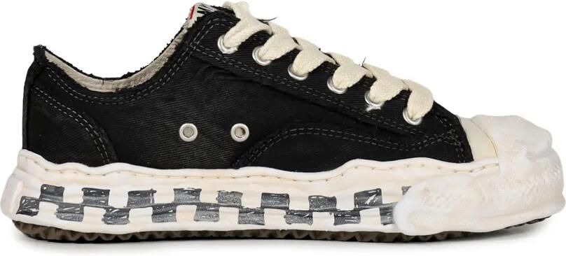 Maison MIHARA YASUHIRO "Hank" OG low-top canvas sneakers met graffiti geruite zool Zwart - Foto 4