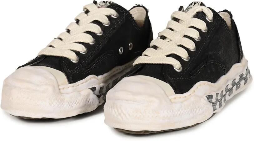 Maison MIHARA YASUHIRO "Hank" OG low-top canvas sneakers met graffiti geruite zool Zwart - Foto 3