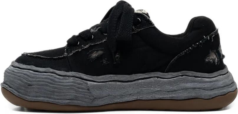 Maison MIHARA YASUHIRO "OLIVER" OG Sole low-top sneakers van gerafeld overgeverfd canvas Zwart - Foto 3