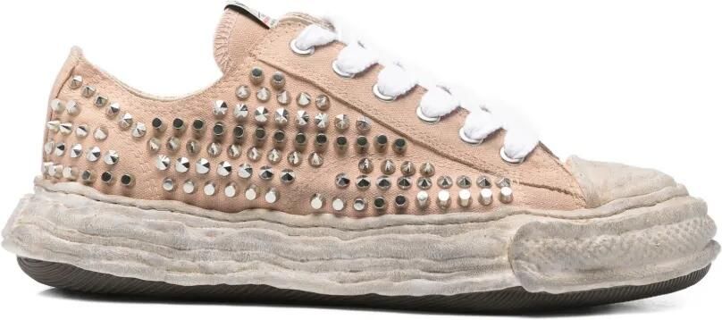 Maison MIHARA YASUHIRO "PETERSON23" canvas low-top sneakers met studs Roze