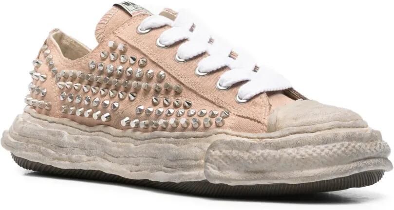 Maison MIHARA YASUHIRO "PETERSON23" canvas low-top sneakers met studs Roze - Foto 4