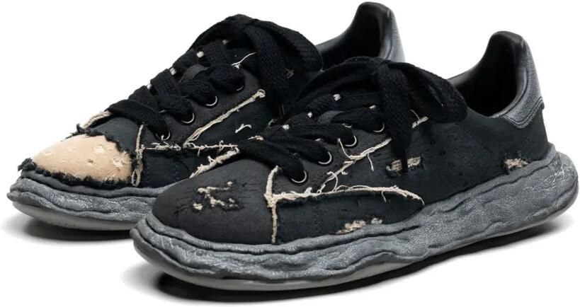 Maison MIHARA YASUHIRO Sneakers met gerafeld effect en chunky zool Zwart - Foto 2