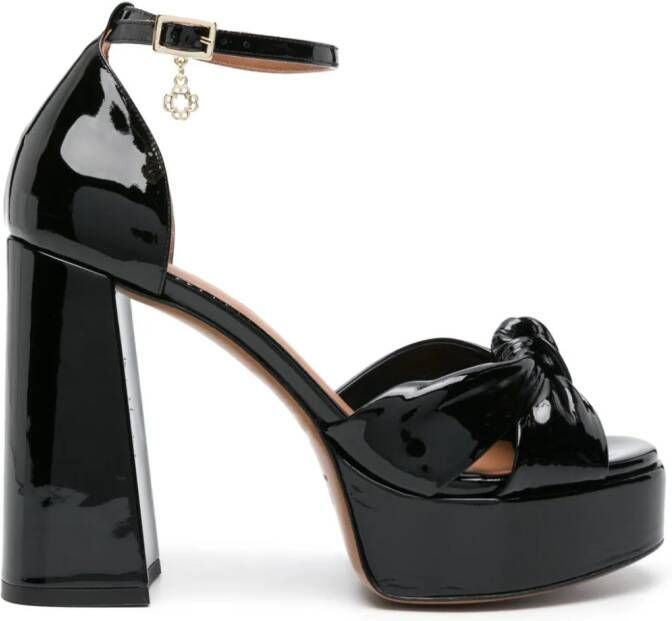 Maje 115 mm leren sandalen met plateauzool Zwart