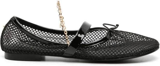 Maje chain-detail mesh ballerina shoes Zwart