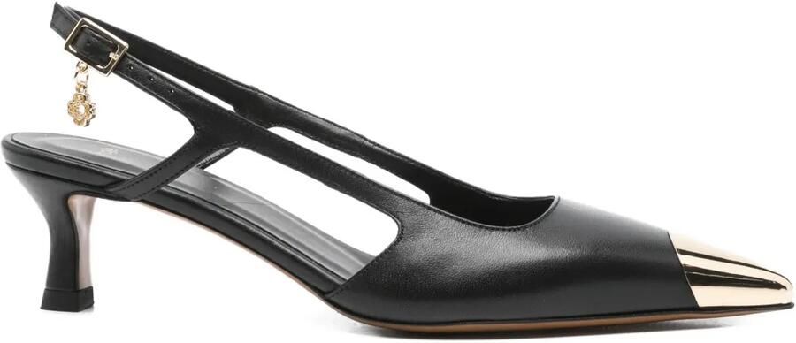 Maje Gladde leren slingback pumps Zwart