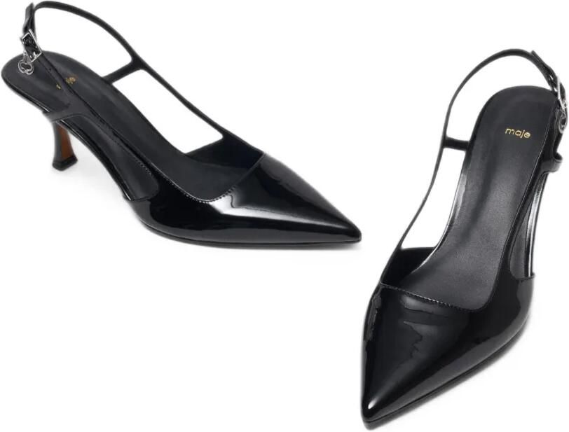Maje Lakleren slingbacks pumps Zwart - Foto 3