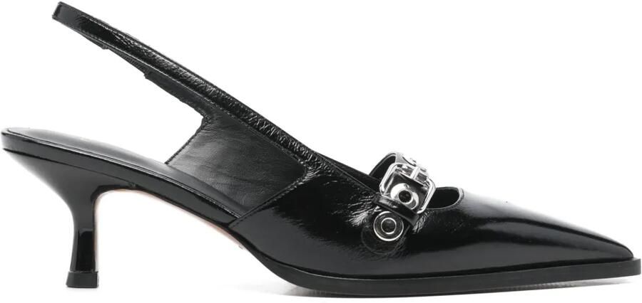 Maje Leren pumps met ringlet bandje Zwart