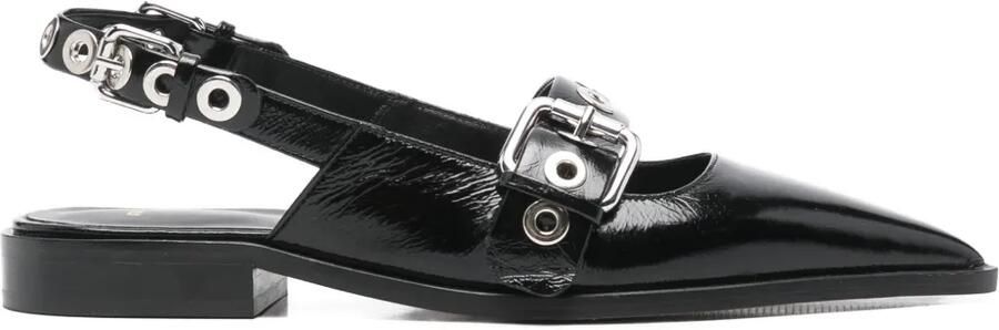 Maje Platte leren slingbacks met bandje Zwart
