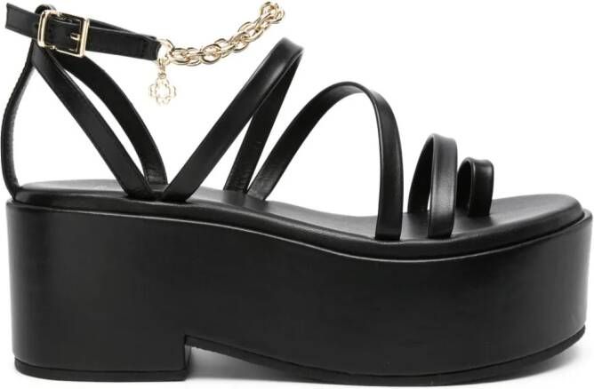 Maje Sandalen verfraaid met ketting Zwart