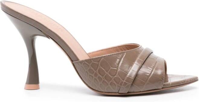 Malone Souliers Julia 90mm sandalen met krokodillen-reliëf Beige