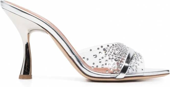 Malone Souliers Julia muiltjes verfraaid met kristallen Zilver