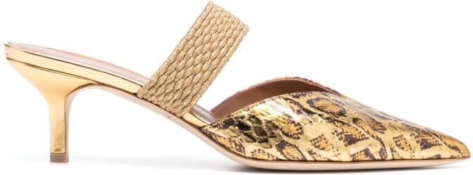 Malone Souliers Muiltjes met luipaardprint Goud