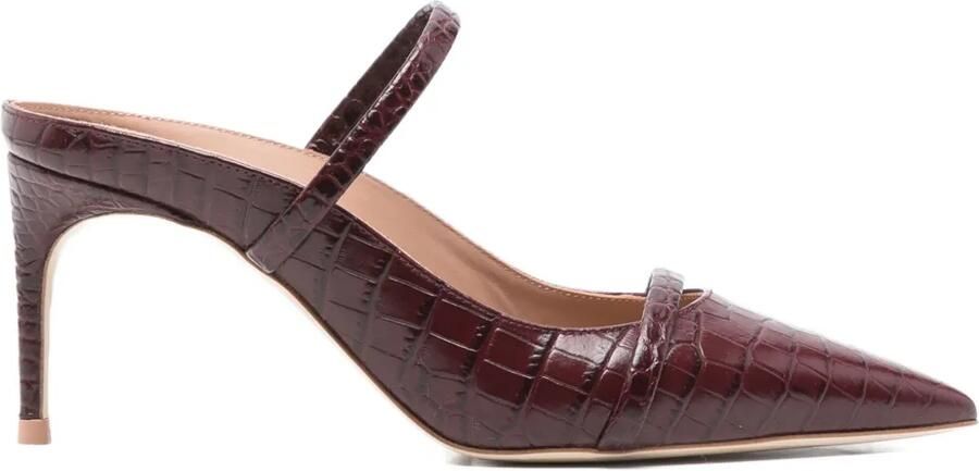 Malone Souliers 70 mm leren muiltjes met geborduurde krokodil Rood