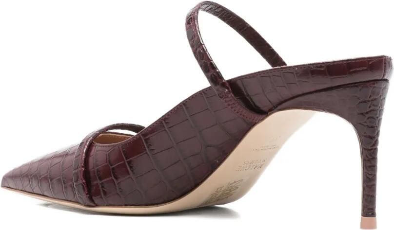 Malone Souliers 70 mm leren muiltjes met geborduurde krokodil Rood - Foto 3