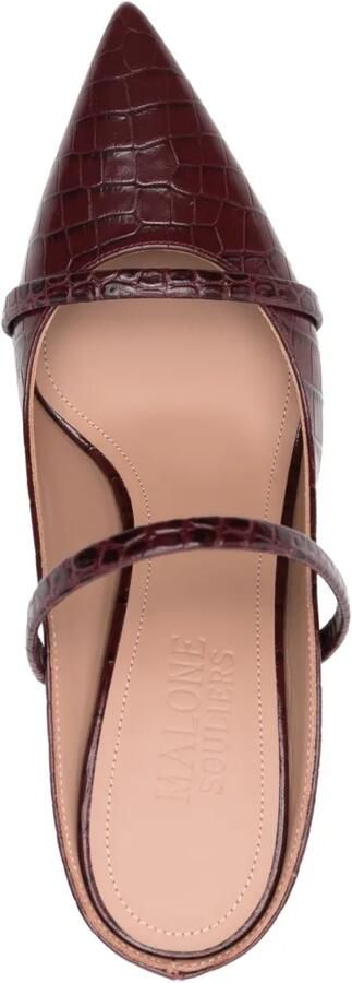 Malone Souliers 70 mm leren muiltjes met geborduurde krokodil Rood - Foto 4
