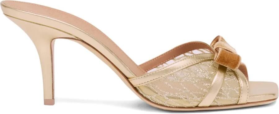 Malone Souliers 70 mm Perla sandalen met fluwelen strik Goud