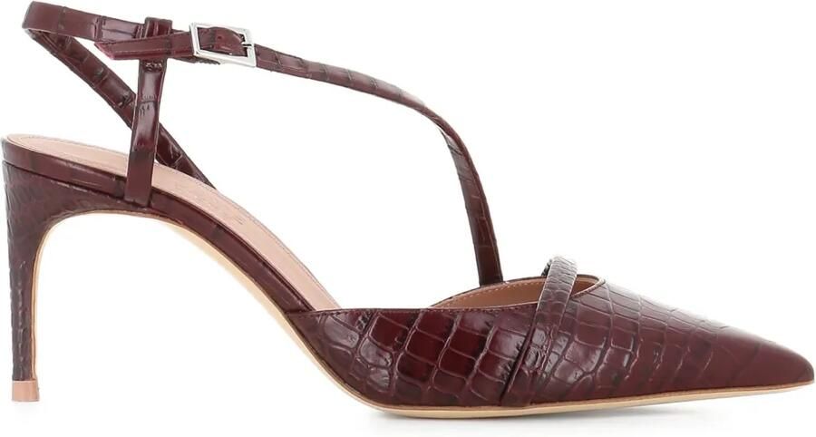 Malone Souliers 70 mm Valeria pumps met krokodillen-reliëf en puntige neus Bruin