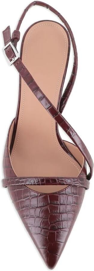 Malone Souliers 70 mm Valeria pumps met krokodillen-reliëf en puntige neus Bruin - Foto 5