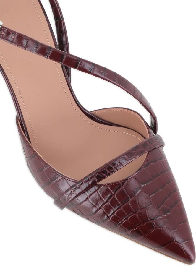 Malone Souliers 70 mm Valeria pumps met krokodillen-reliëf en puntige neus Bruin - Foto 2