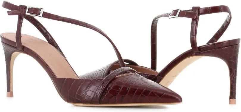 Malone Souliers 70 mm Valeria pumps met krokodillen-reliëf en puntige neus Bruin - Foto 4