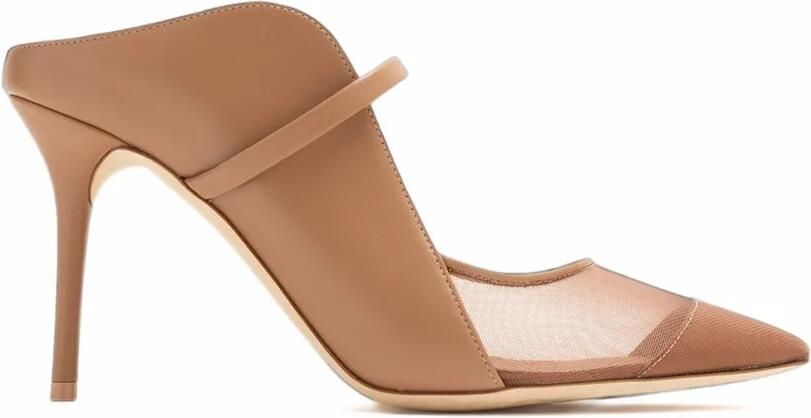Malone Souliers 85 Maureen Arc mesh-panel mules Beige