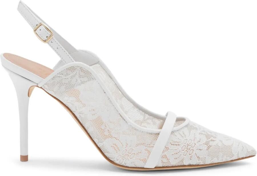 Malone Souliers 85 mm Marion kanten slingback pumps Wit