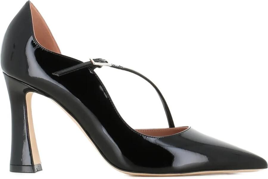 Malone Souliers 90 mm lakleren pumps met gekruiste bandjes Zwart