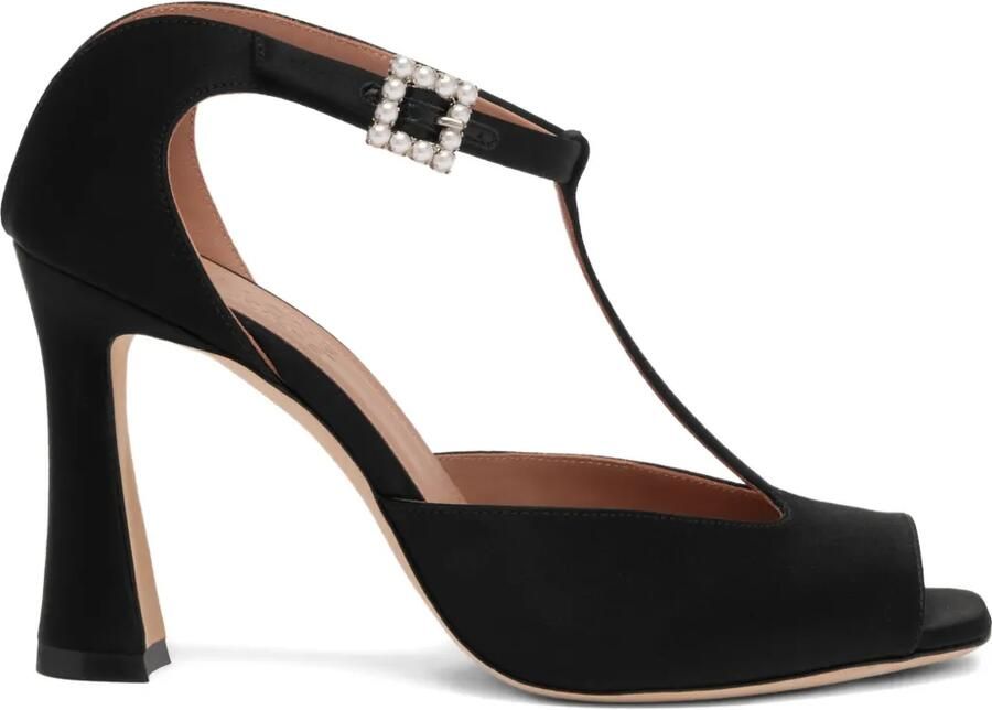 Malone Souliers 90 mm Nomi verfraaide sandalen met hak en T-bandje Zwart