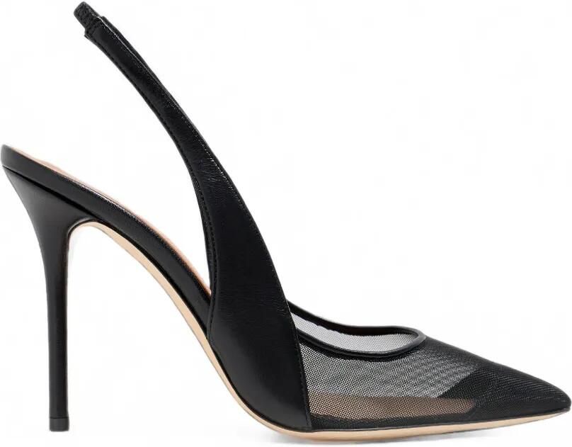 Malone Souliers Arc 100 mesh slingback pumps Zwart