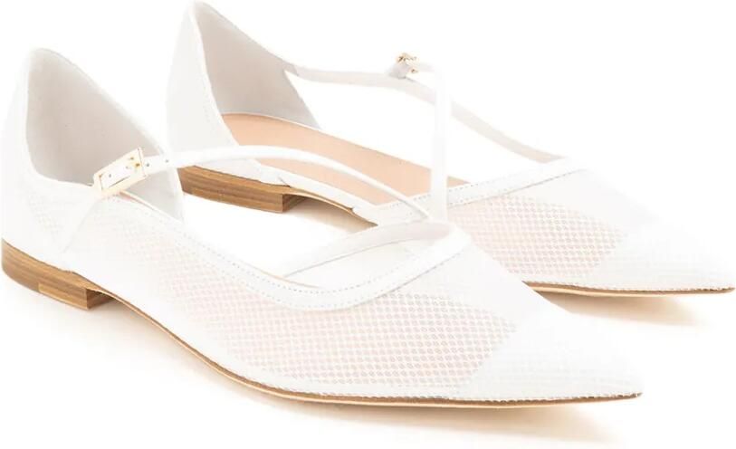 Malone Souliers Bettina ballerina's met mesh en gesp Wit - Foto 3