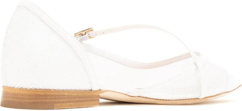 Malone Souliers Bettina ballerina's met mesh en gesp Wit - Foto 4