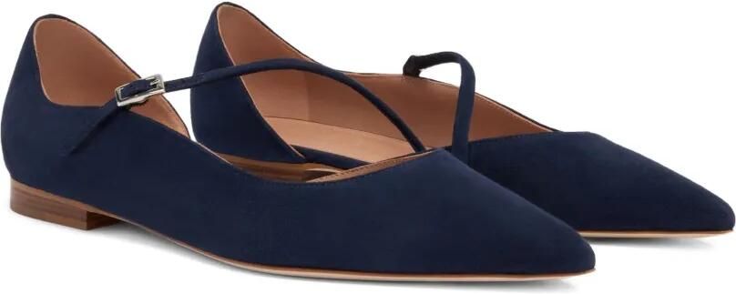 Malone Souliers Bettina suède ballerina's met gespband Blauw