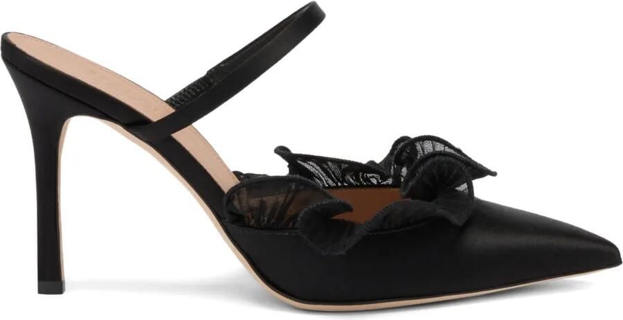 Malone Souliers Cecile muiltjes met strikdetail en ruches Zwart