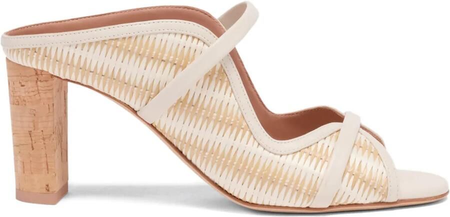Malone Souliers Gestreepte raffia sandalen Beige