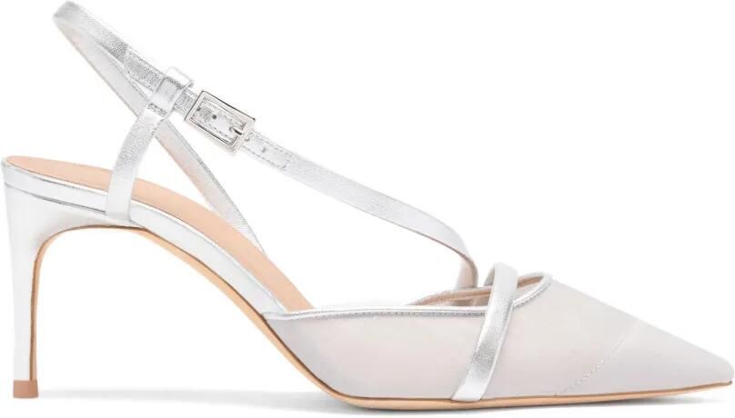 Malone Souliers Glanzende organza slingback pumps Wit