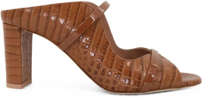 Malone Souliers Lakleren sandalen met krokodillen-reliëf Bruin